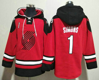 Men's Portland Trail Blazers #1 Anfernee Simons Red Ageless Must Have Lace Up Pullover Hoodie