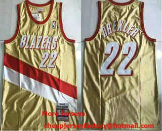 Men's Portland Trail Blazers #22 Clyde Drexler Gold 1992 Throwback AU Jersey