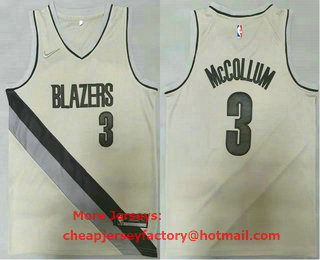 Men's Portland Trail Blazers #3 C.J. McCollum Grey Nike Swingman 2021 Earned Edition Stitched Jersey