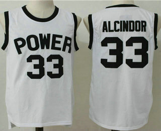 Men's Power Memorial Academy 33 Lew Alcindor White College Basketball Jersey