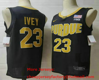 Men's Purdue Boilermakers #23 Jaden Ivey Black College Basketball Jersey