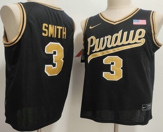 Men's Purdue Boilermakers #3 Braden Smith Black College Basketball Jersey