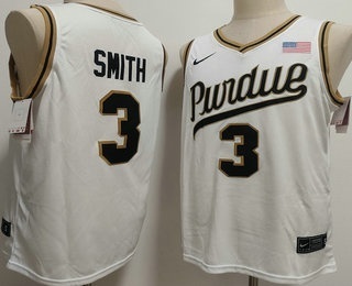 Men's Purdue Boilermakers #3 Braden Smith White College Basketball Jersey