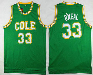 Men's Robert G. Cole High School #33 Shaquille O'Neal Green Baseketball Swingman Jersey