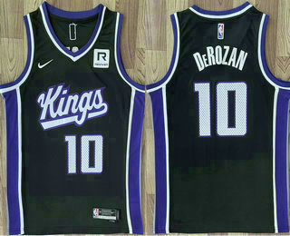 Men's Sacramento Kings #10 DeMar DeRozan Black Sponsor Swingman
