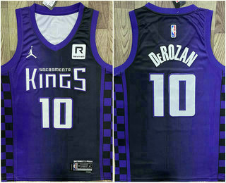 Men's Sacramento Kings #10 DeMar DeRozan Purple Black Statement Icon Sponsor Swingman Jersey
