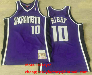 Men's Sacramento Kings #10 Mike Bibby Purple Hardwood AU Stitched Throwback Jersey