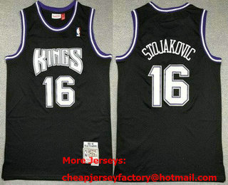 Men's Sacramento Kings #16 Peja Stojakovic Black 2001 Throwback Swingman Jersey