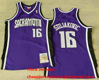 Men's Sacramento Kings #16 Peja Stojakovic Purple Hardwood AU Stitched Throwback Jersey