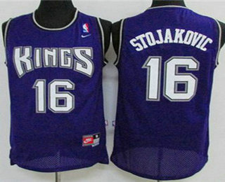 Men's Sacramento Kings #16 Peja Stojakovic Purple Swingman Jersey