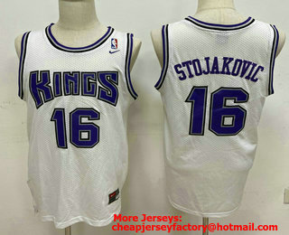 Men's Sacramento Kings #16 Peja Stojakovic White Swingman Jersey