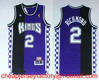 Men's Sacramento Kings #2 Mitch Richmond Purple Black Hardwood Classics Soul Swingman Throwback Jersey