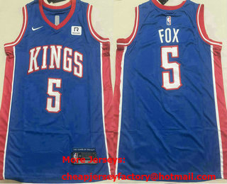 Men's Sacramento Kings #5 DeAaron Fox Purple 2024 City Sponsor Swingman Jersey