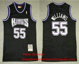 Men's Sacramento Kings #55 Jason Williams 1998-99 Black Hardwood Classics Soul Swingman Stitched NBA Throwback Jersey