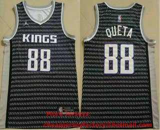Men's Sacramento Kings #88 Neemias Queta Black 2021 Jordan Swingman Stitched Jersey With Sponsor Logo