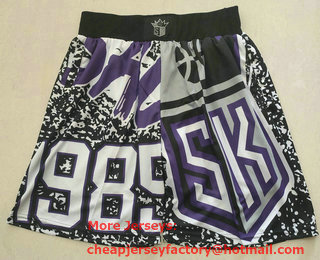 Men's Sacramento Kings Black Big Face Mitchell Ness Hardwood Classics Soul Swingman Throwback Shorts