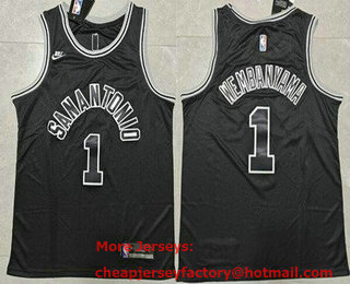 Men's San Antonio Spurs #1 Victor Wembanyama Black Classic Icon Swingman Jersey