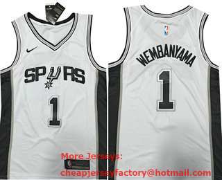Men's San Antonio Spurs #1 Victor Wembanyama White Icon Swingman Jersey