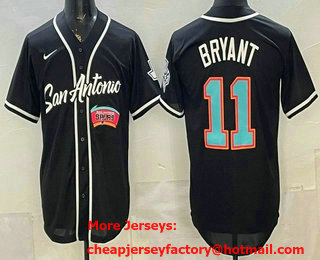Men's San Antonio Spurs #11 Carter Bryant Black Stitched Baseball Jersey