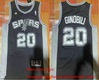 Men's San Antonio Spurs #20 Manu Ginobili Black Revolution 30 Swingman Jersey
