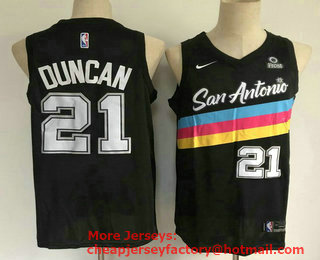 Men's San Antonio Spurs #21 Tim Duncan Black 2021 Nike City Edition Swingman Stitched NBA Jersey With The NEW Sponsor Logo