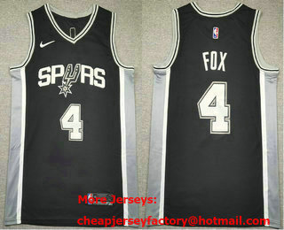 Men's San Antonio Spurs #4 DeAaron Fox lack Icon Swingman Jersey
