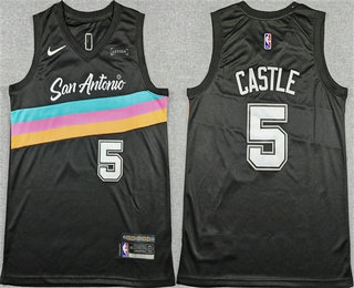 Men's San Antonio Spurs #5 Stephon Castle Black 2025 City Sponsor Swingman Jersey