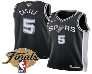 Men's San Antonio Spurs #5 Stephon Castle Black 2026 Finals Patch Association Jersey