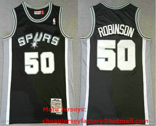 Men's San Antonio Spurs #50 David Robinson Black 1998-99 Hardwood Classics Soul Swingman Throwback Jersey
