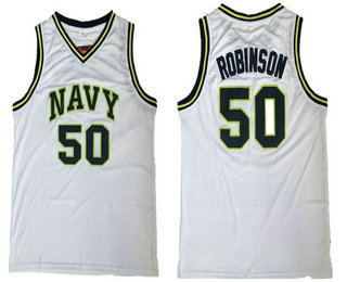 Men's San Antonio Spurs #50 David Robinson The Admiral Soul White Swingman Stitched NBA Jersey