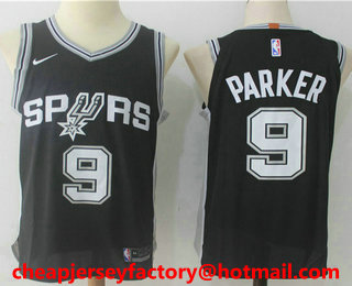 Men's San Antonio Spurs #9 Tony Parker Black 2017-2018 Nike Authentic Stitched NBA Jersey