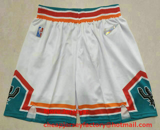 Men's San Antonio Spurs White 75th Anniversary Diamond 2021 Stitched Swingman Shorts