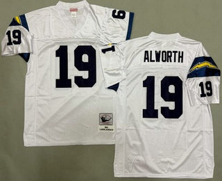 Men's San Diego Chargers #19 Lance Alworth White 1963 Throwback Jersey