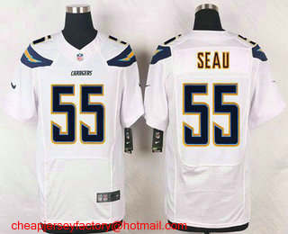 Men's San Diego Chargers #55 Junior Seau White Road NFL Nike Elite Jersey