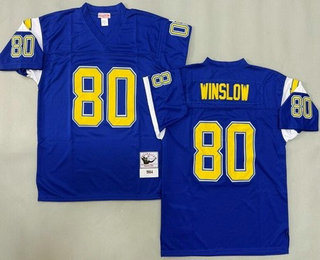 Men's San Diego Chargers #80 Kellen Winslow Blue 1984 Throwback Jersey