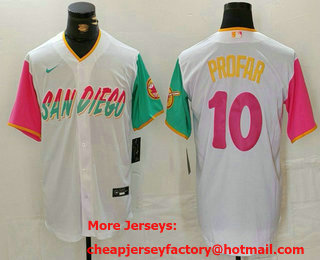 Men's San Diego Padres #10 Jurickson Profar White 2023 City Connect Cool Base Stitched Jersey