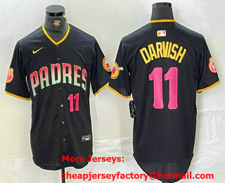 Men's San Diego Padres #11 Yu Darvish Number Black 20th Anniversary Black 20th Anniversary Limited Stitched Jersey