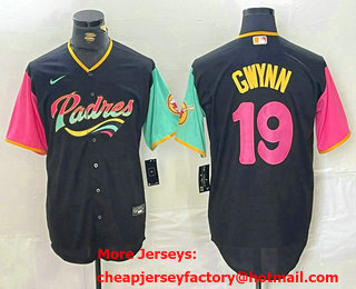 Men's San Diego Padres #19 Tony Gwynn Black Fashion Baseball Jersey