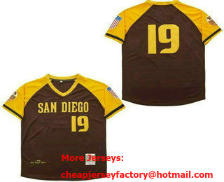 Men's San Diego Padres #19 Tony Gwynn Brown Tigers 1946 Throwback Jersey
