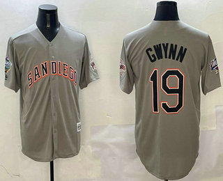 Men's San Diego Padres #19 Tony Gwynn Gray 1999 Throwback Jersey