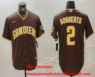 Men's San Diego Padres #2 Xander Bogaerts Brown Cool Base Stitched Jersey