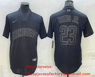 Men's San Diego Padres #23 Fernando Tatis Jr Black Pullover Turn Back The Clock Stitched Cool Base Jersey