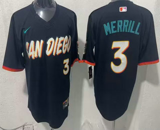 Men's San Diego Padres #3 Jackson Merrill Navy 2026 City Connect Stadium Jersey