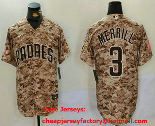 Men's San Diego Padres #3 Jackson Merrill Camo Cool Base Stitched Jersey