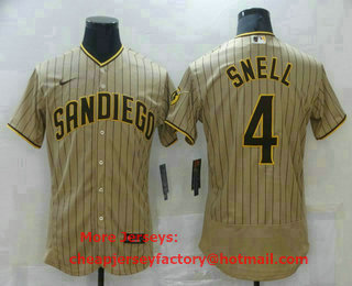 Men's San Diego Padres #4 Blake Snell Brown Stitched MLB Flex Base Nike Jersey