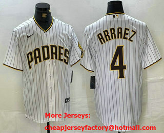 Men's San Diego Padres #4 Luis Arraez White Cool Base Stitched Jersey