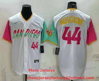 Men's San Diego Padres #44 Joe Musgrove White Number 2022 City Connect Cool Base Stitched Jersey