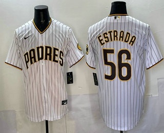 Men's San Diego Padres #56 Jeremiah Estrada White Cool Base Stitched Jersey