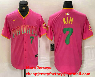 Men's San Diego Padres #7 Ha Seong Kim Pink Player Number Fashion Baseball Jersey