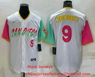 Men's San Diego Padres #9 Jake Cronenworth White Number 2022 City Connect Cool Base Stitched Jersey